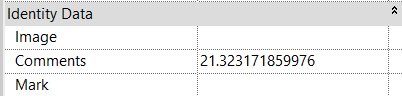 Revit properties box, showing a raw Revit API value