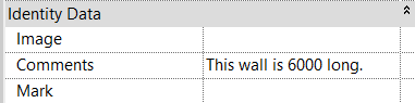 Revit properties box, showing a value formatted in millimetres