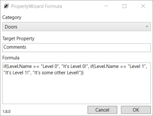 PropertyWizard Formula window showing nested if() functions